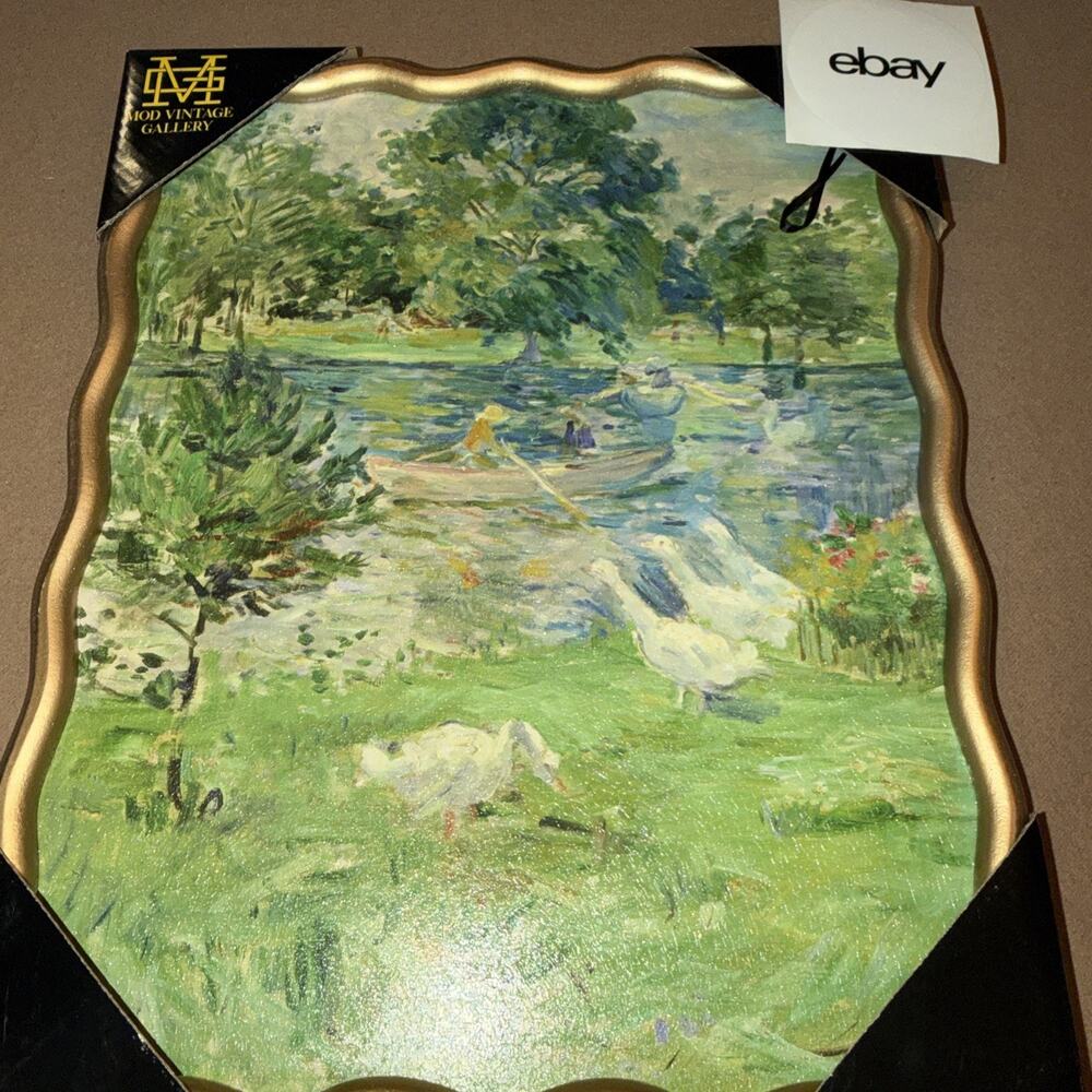New Vintage framed artwork 12x15 Berthe Morisot's Girl in a Boat with Geese